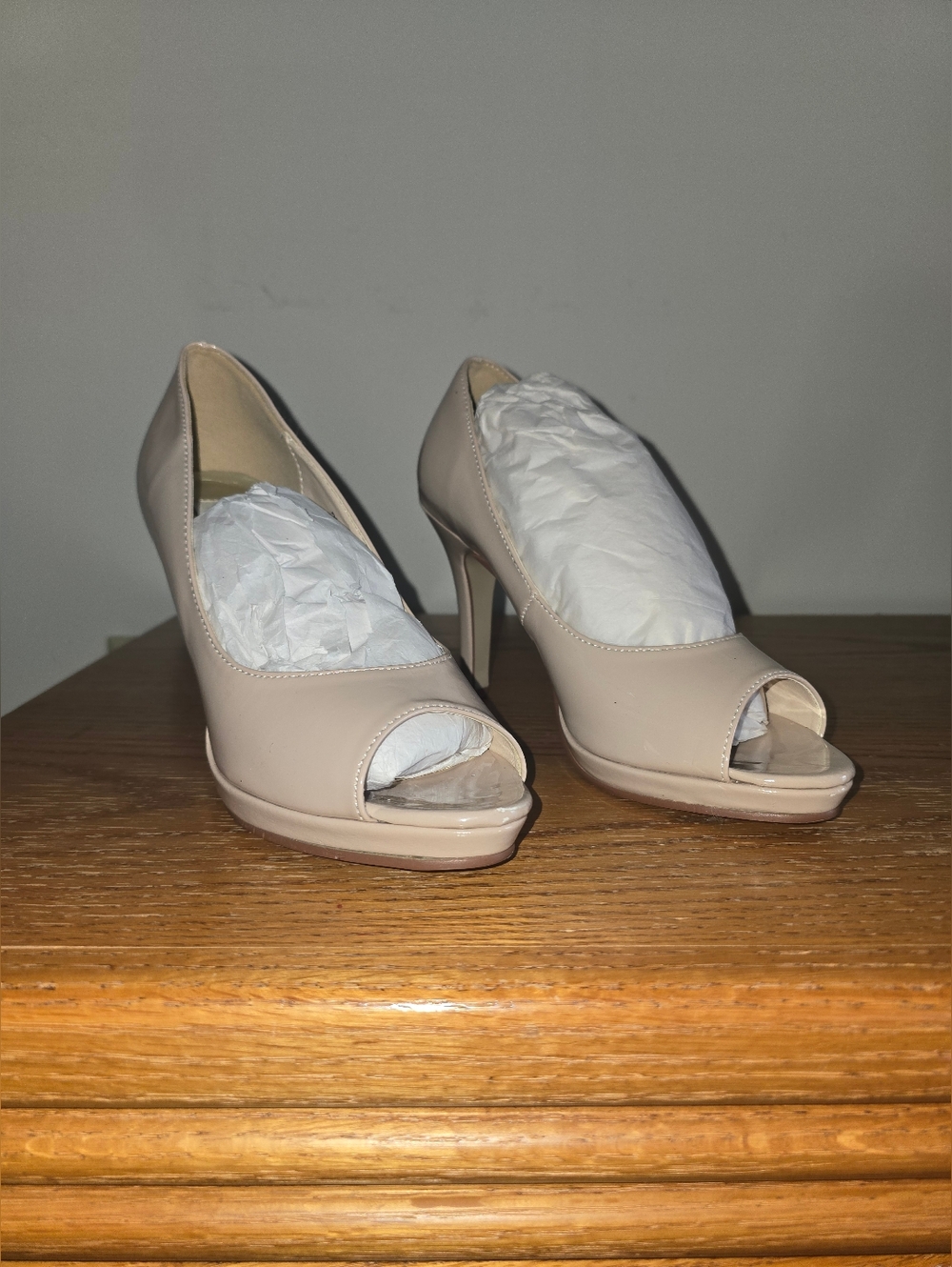 Women's Nude Peep-Toe High Heels